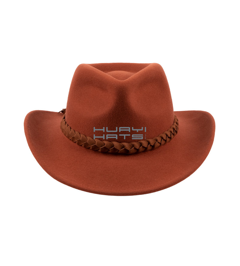 Wool Felt Wide Brim Blaze Orange Outback Hat Customizable Colors