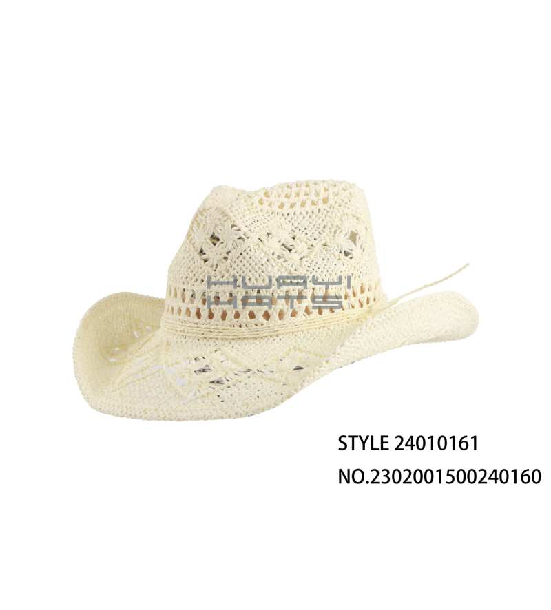 Custom Paper Straw Rope Cowboy Hat With Hatband