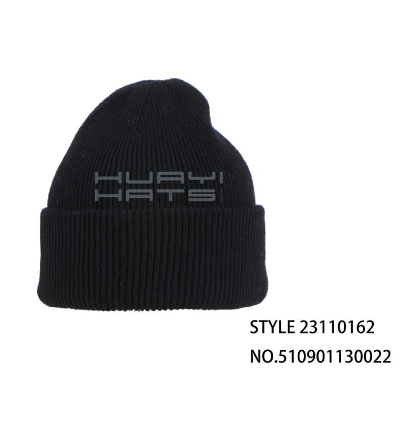 Outdoor Warm Black Cuffed Beanie Hat