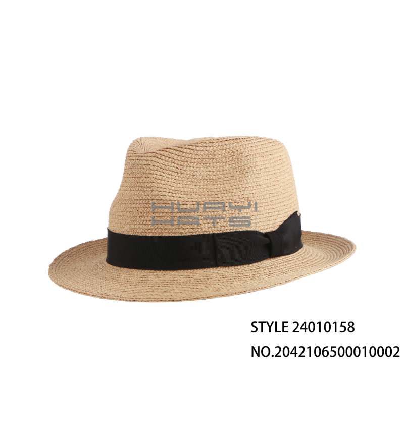 Custom Short Brim Raffia Fedora Hat