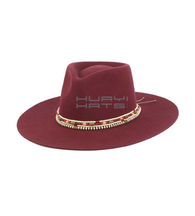 Women Red Wide Brim Fedora Hat
