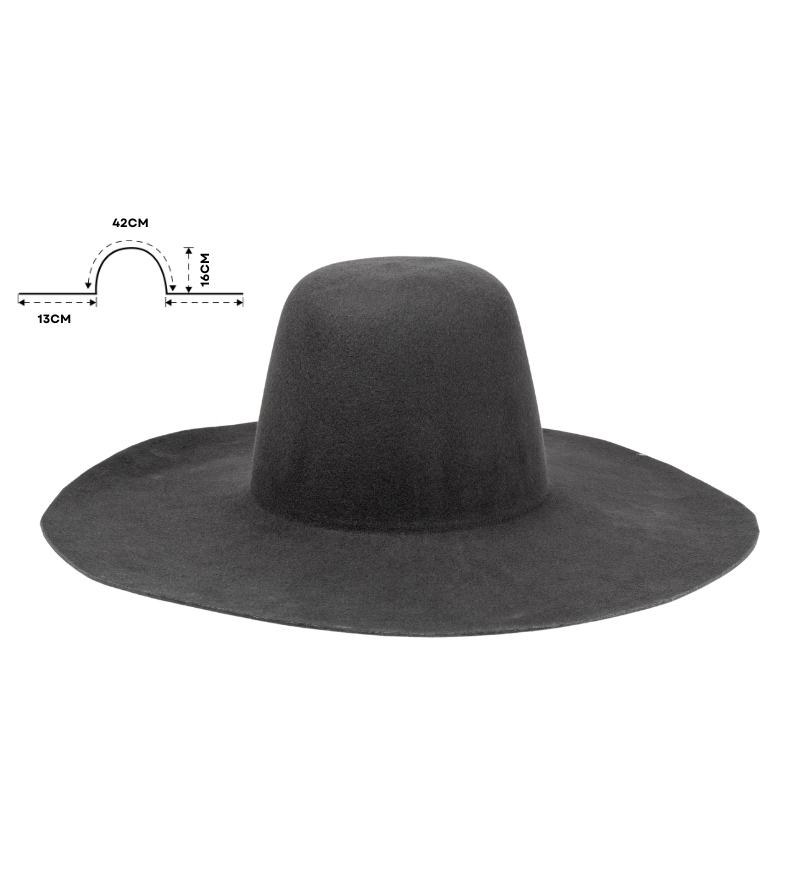 Dark Grey Wide Brim Felt Hat Bodies 