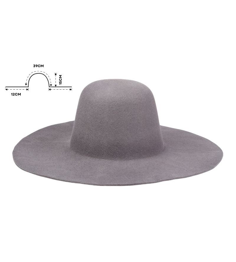 Light Grey Wide Brim Felt Hat Bodies Wholesale