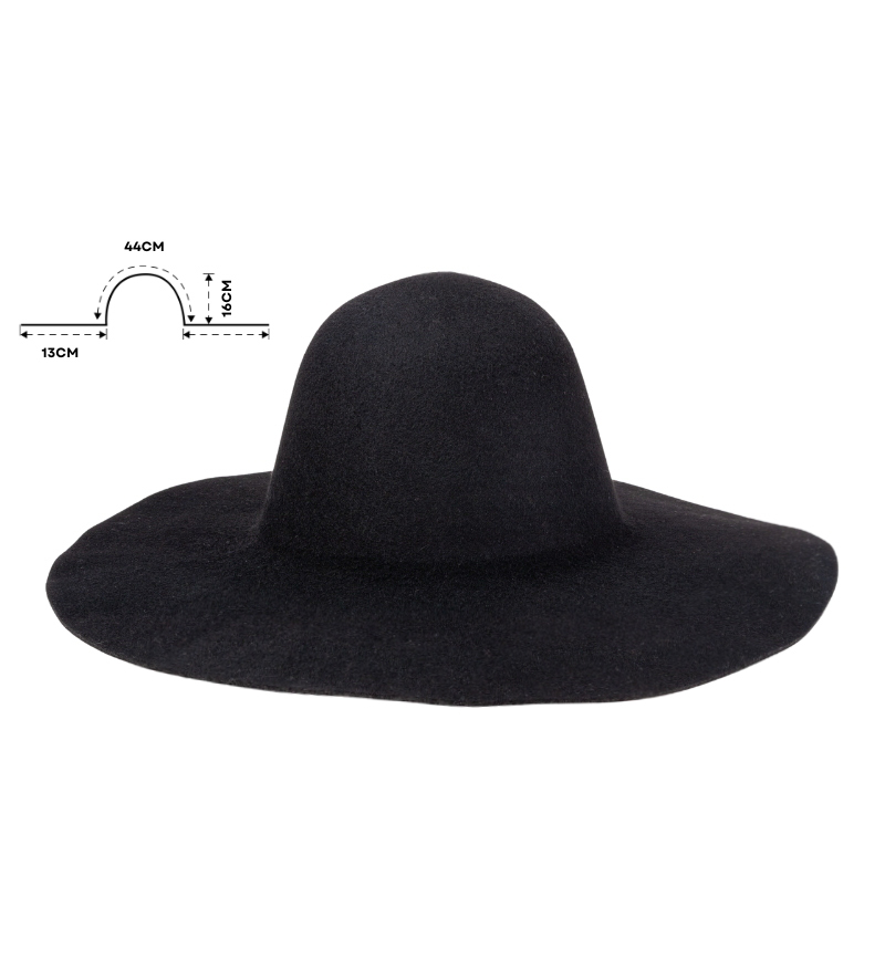Black Wide Brim Felt Hat Bodies 