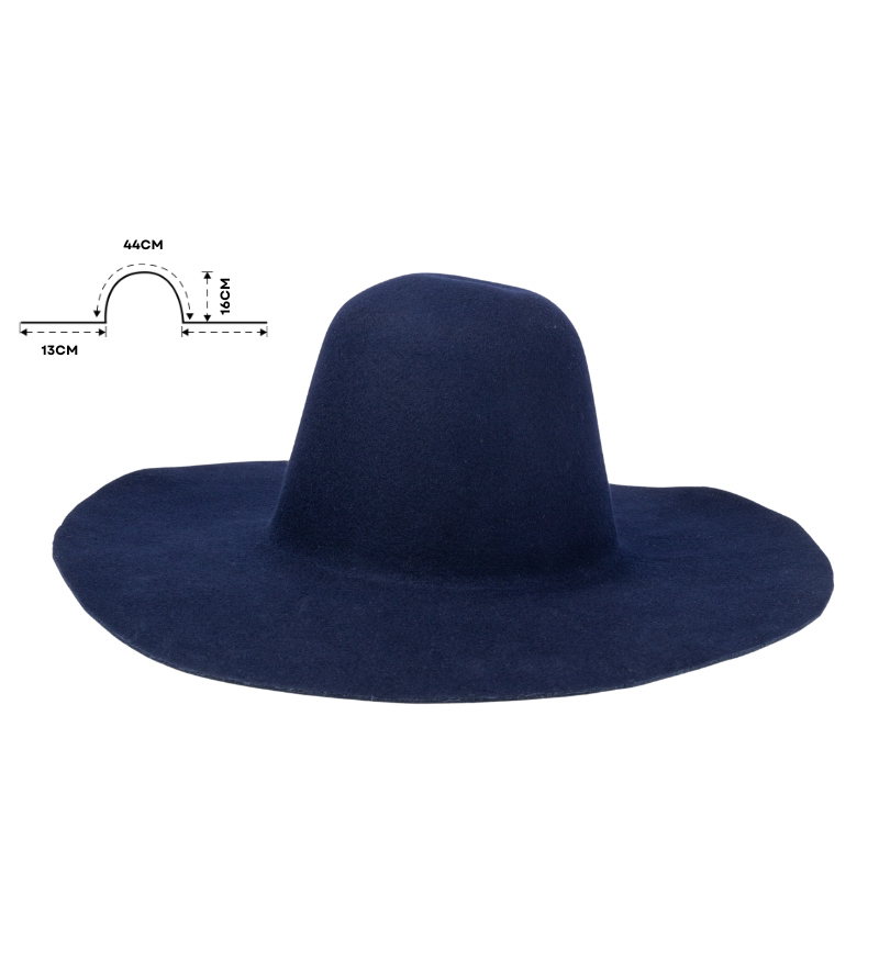 Dark Blue Wide Brim Felt Hat Bodies 