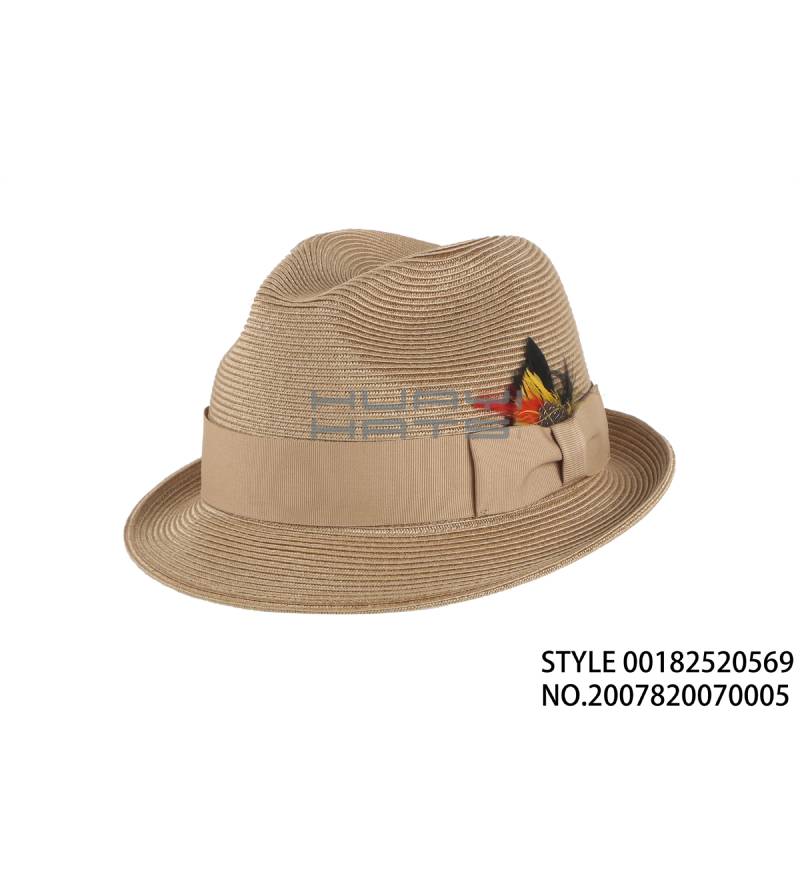 HY Vintage Style Straw Trilby Hat