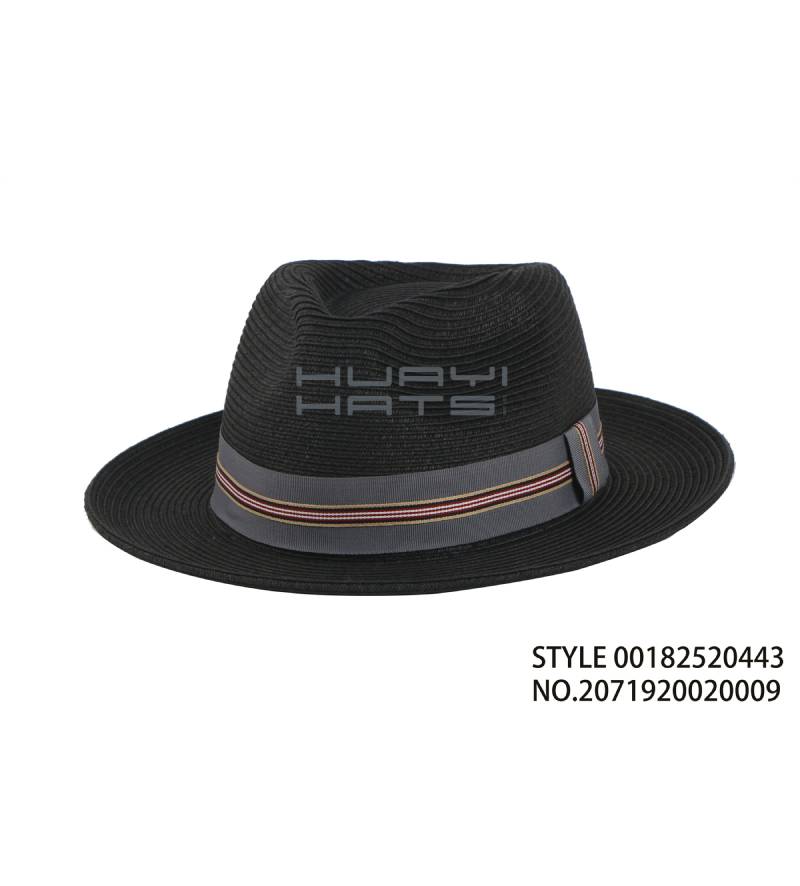 HY Classic Black Straw Fedora Hat