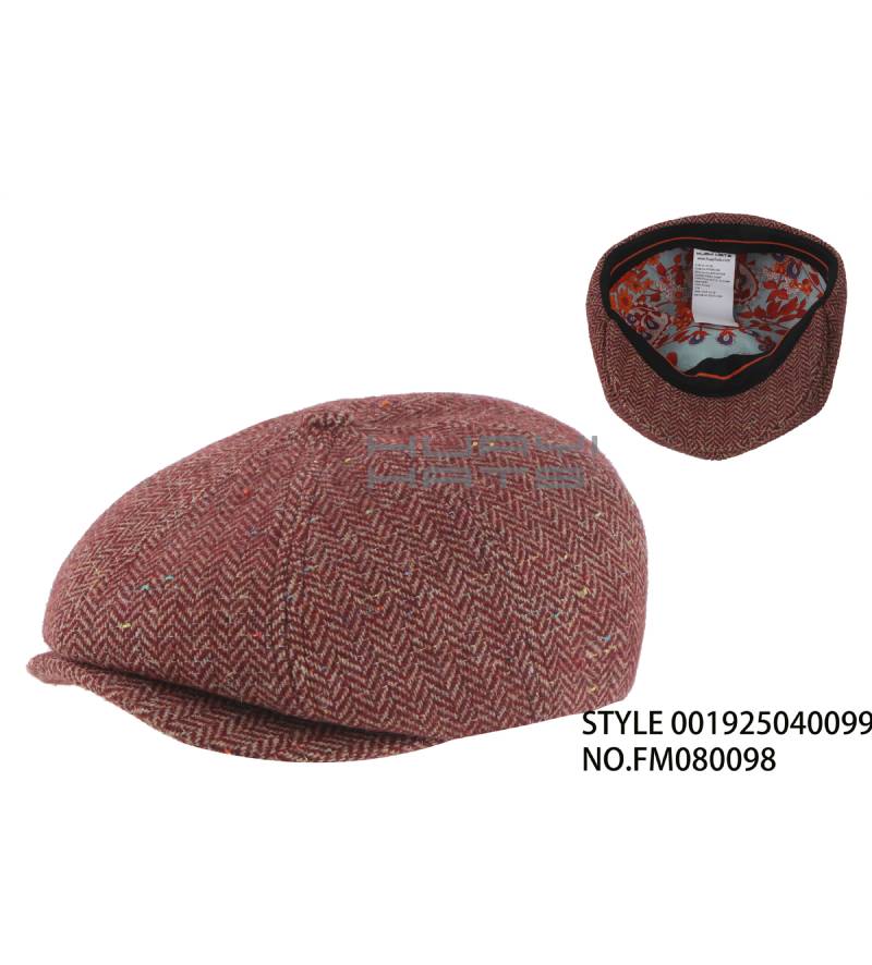 Colorful Herringbone Newsboy Cap