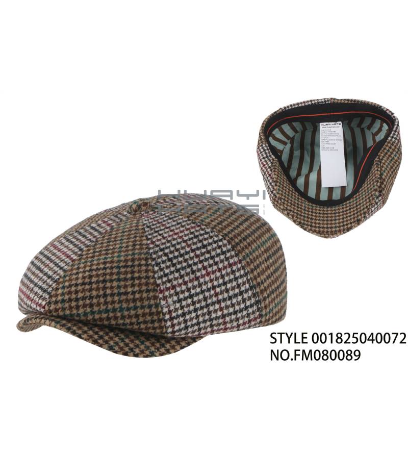 Colorblock Houndstooth Newsboy Cap