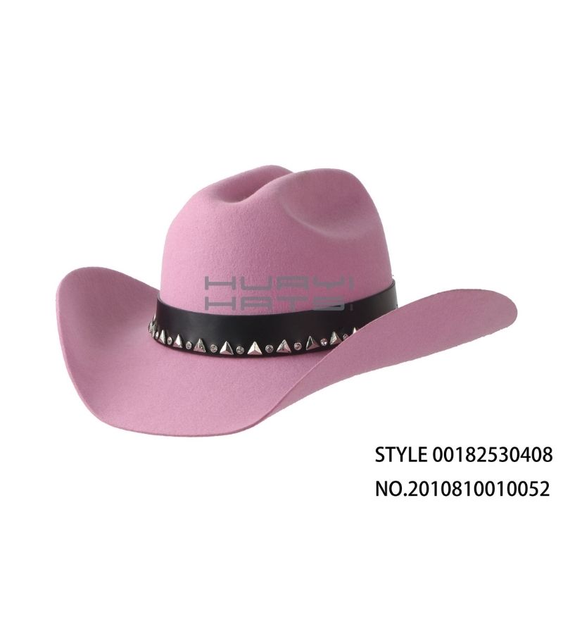 Fashion Pink Wool Felt Cowboy Hat