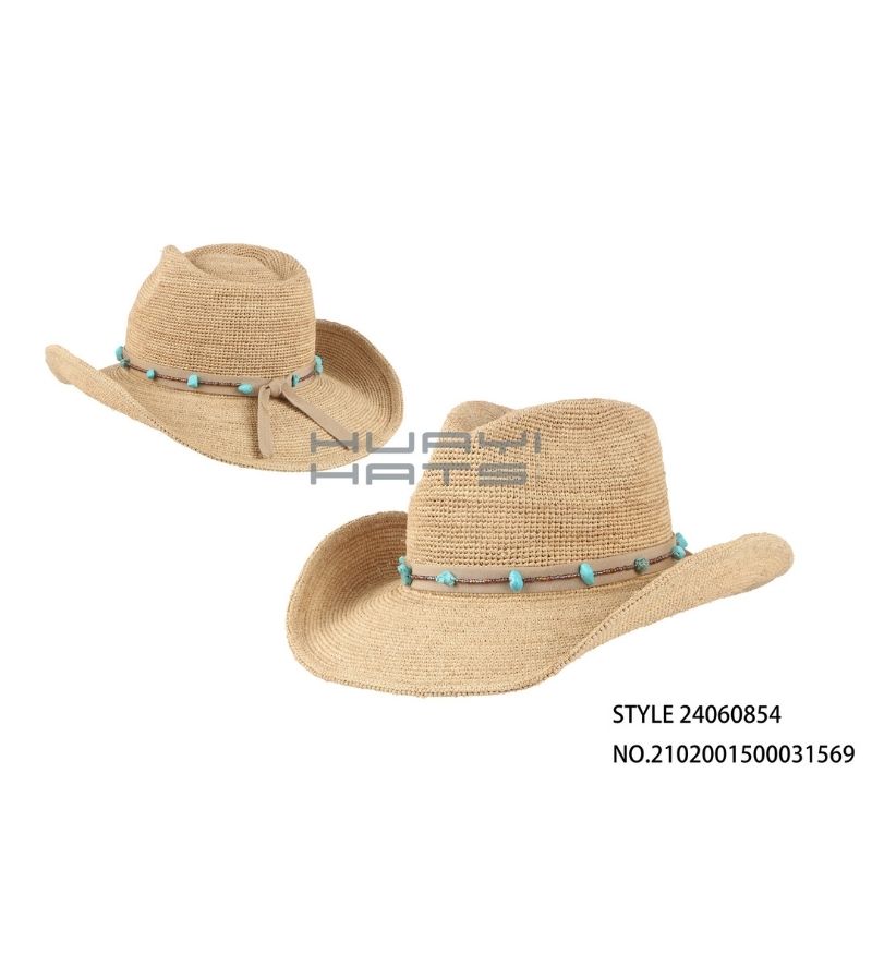 Fashion Raffia Crochet Cowboy Hat