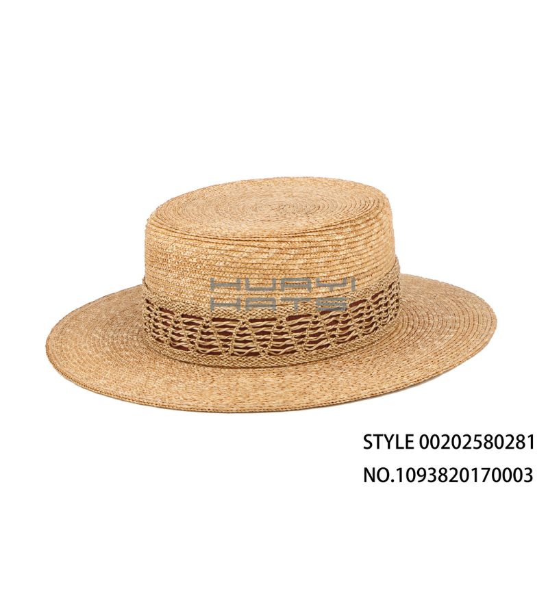 Straw Boater Hat with Hollow Band