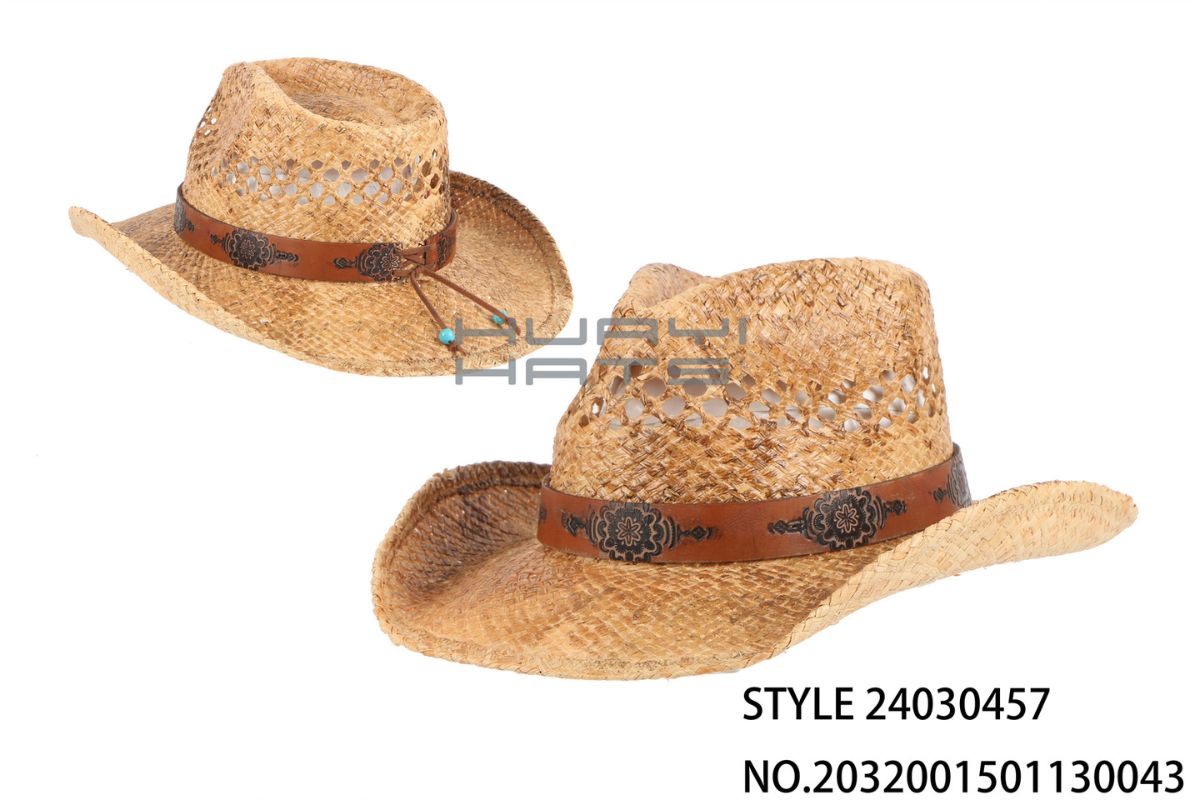 Raffia Western-style straw hat