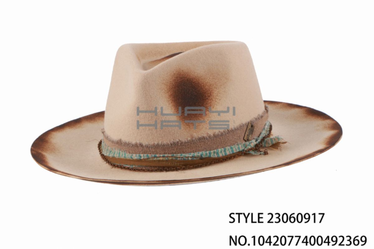 Ivory Ribbon-Trim Felt Fedora