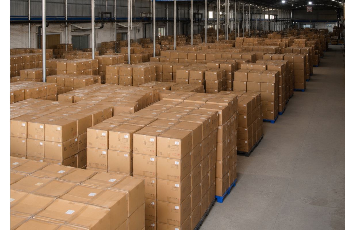 Packaging and order preparation inside the factory